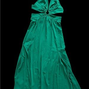 Elegant Green Halter Maxi Dress Medium- LIKE NEW